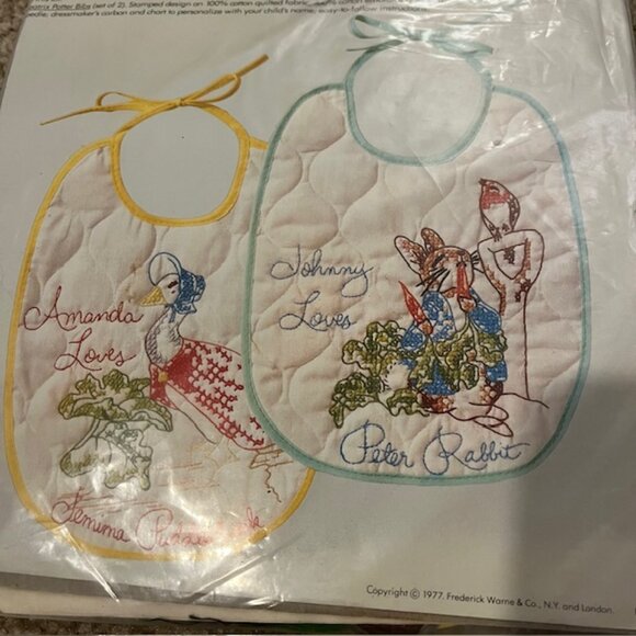 Vintage Beatrix Potter Cross Stitch Idea Kit Peter Rabb Bibs Columbia Minerva - Picture 3 of 6